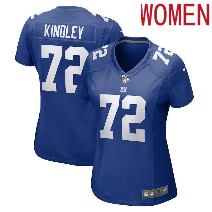 Women New York Giants 72 Solomon Kindley Nike Royal Home Game Player NFL Jersey